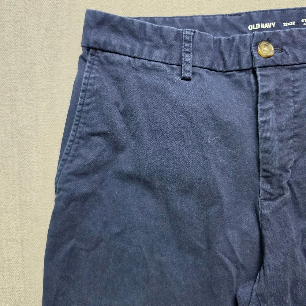 Old Navy Chino Pants Mens 32x32 Navy Blue Straight Built-In Flex Trousers
